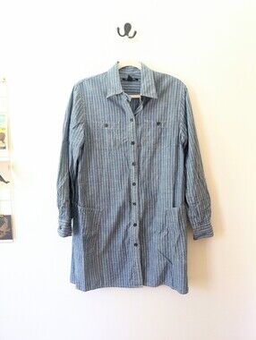 Lucky Brand 100% Cotton Railroad Stripe Shacket Chore Coat